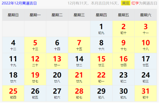 022年12月黄道吉日一览表结婚(2022年12月搬家吉日)"